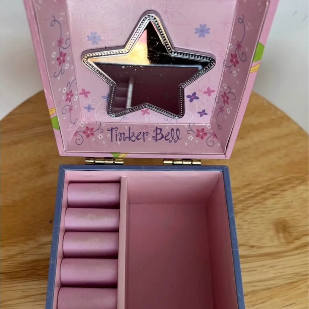 Disney Tinker Bell Pink and Blue Floral Jewelry Box
